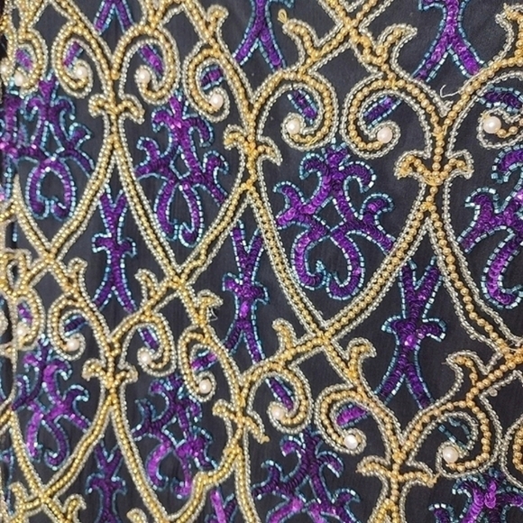 Vintage Stenay Silk Hand-Beaded Jacket S Opulent 80s Holiday Formal Glam - Picture 8 of 11